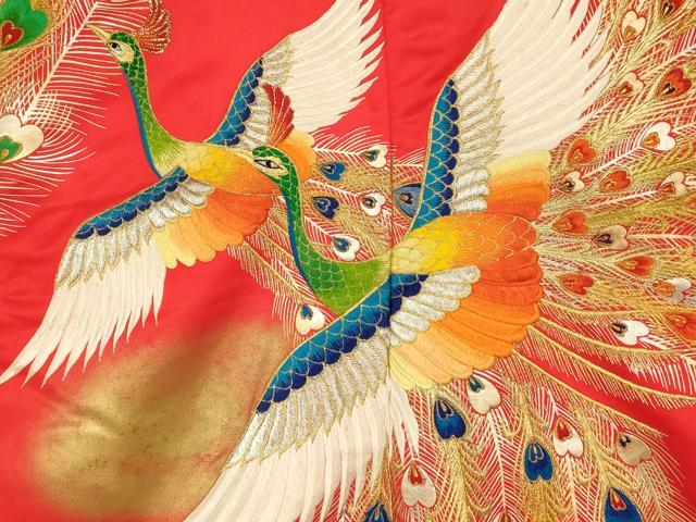 平和屋本店●色打掛　和装　婚礼　結婚式　花嫁　神社挙式　刺繍　孔雀文　暈し染め　金銀糸　金彩　逸品　AABK8364fw