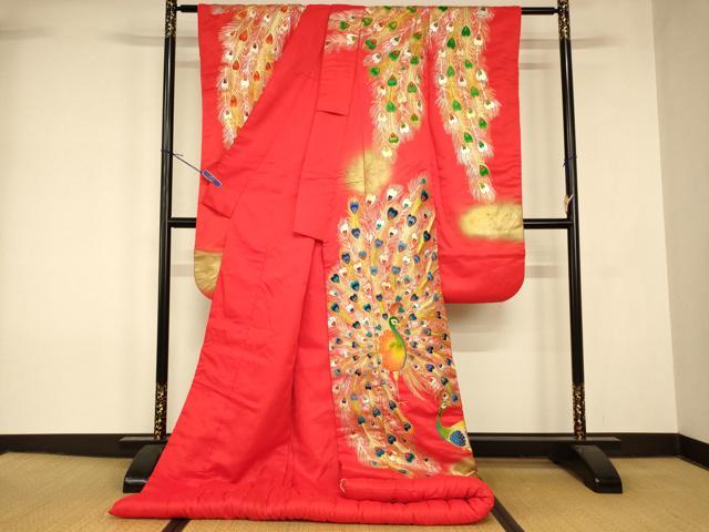平和屋本店●色打掛　和装　婚礼　結婚式　花嫁　神社挙式　刺繍　孔雀文　暈し染め　金銀糸　金彩　逸品　AABK8364fw