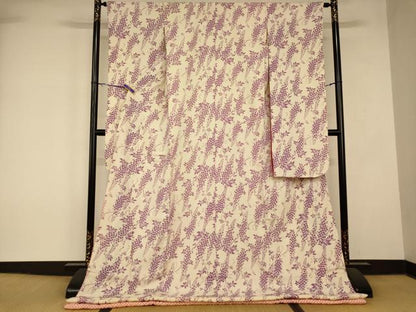 平和屋本店●お引きずり・お引き摺り・引き振袖　和装　結婚式　舞妓　芸妓　芸者　衣装　藤の花文　逸品　AABK8365fw