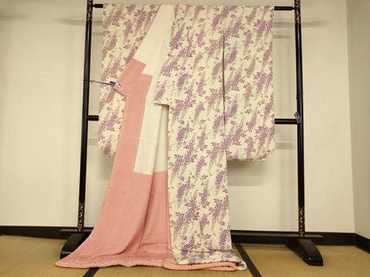 平和屋本店●お引きずり・お引き摺り・引き振袖　和装　結婚式　舞妓　芸妓　芸者　衣装　藤の花文　逸品　AABK8365fw