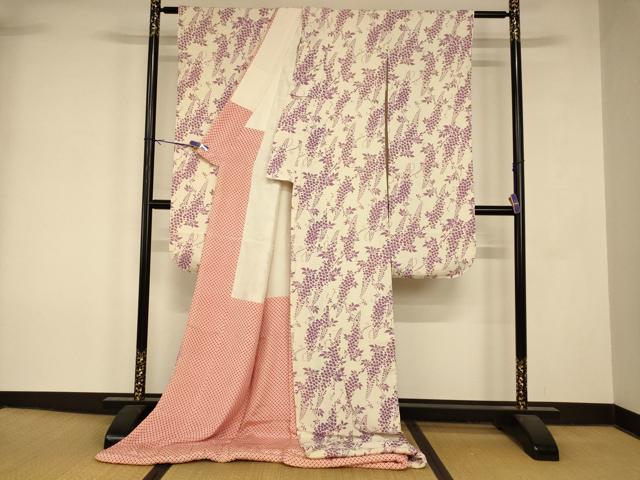 平和屋本店●お引きずり・お引き摺り・引き振袖　和装　結婚式　舞妓　芸妓　芸者　衣装　藤の花文　逸品　AABK8365fw