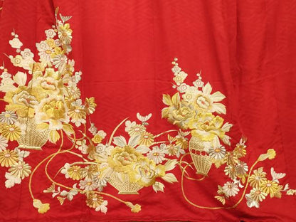 平和屋本店●お引きずり・お引き摺り・引き振袖　和装　結婚式　舞妓　芸妓　芸者　衣装　総刺繍　枝梅飾花文　金銀糸　逸品　AABK8367fw