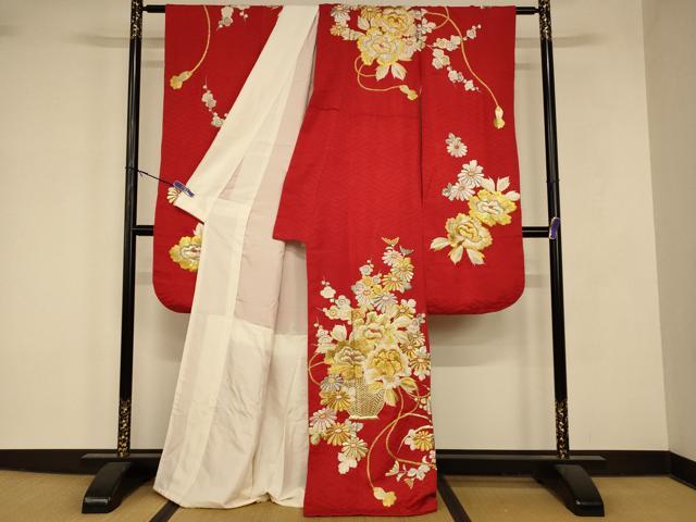 平和屋本店●お引きずり・お引き摺り・引き振袖　和装　結婚式　舞妓　芸妓　芸者　衣装　総刺繍　枝梅飾花文　金銀糸　逸品　AABK8367fw