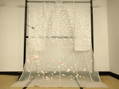平和屋本店●夏物 お引きずり・お引き摺り・引き振袖 和装 結婚式 舞妓 芸妓 芸者 衣装 オーガンジー 枝花文 銀彩 逸品 AABK8368fw