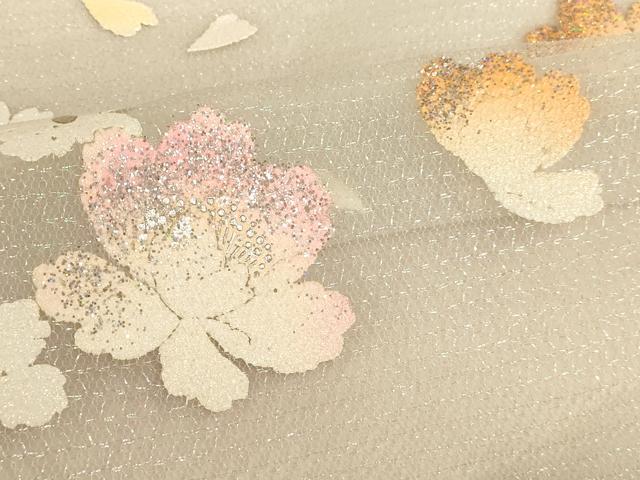 平和屋本店●夏物 お引きずり・お引き摺り・引き振袖 和装 結婚式 舞妓 芸妓 芸者 衣装 オーガンジー 枝花文 銀彩 逸品 AABK8368fw