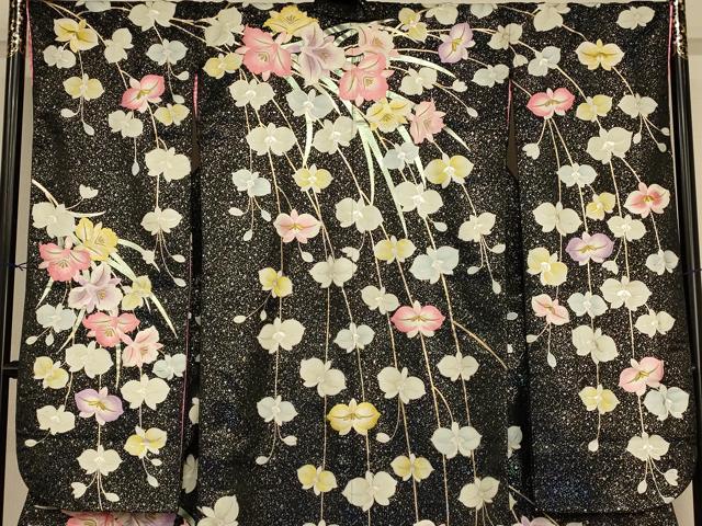 平和屋本店●色打掛　和装　婚礼　結婚式　花嫁　神社挙式　刺繍　枝垂れ花文　黒地　金糸　金銀彩　逸品　AABK8369fw