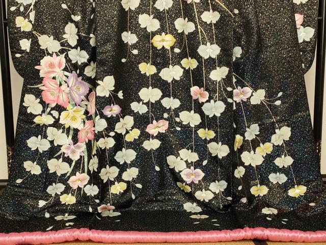 平和屋本店●色打掛　和装　婚礼　結婚式　花嫁　神社挙式　刺繍　枝垂れ花文　黒地　金糸　金銀彩　逸品　AABK8369fw