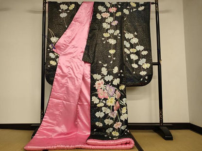 平和屋本店●色打掛　和装　婚礼　結婚式　花嫁　神社挙式　刺繍　枝垂れ花文　黒地　金糸　金銀彩　逸品　AABK8369fw