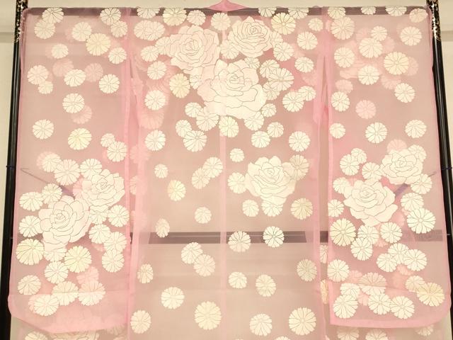 平和屋本店●夏物 お引きずり・お引き摺り・引き振袖 和装 結婚式 舞妓 芸妓 芸者 衣装 オーガンジー 舞花薔薇文 逸品 AABK8370fw
