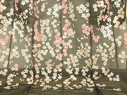 平和屋本店●夏物　お引きずり・お引き摺り・引き振袖　和装　結婚式　舞妓　芸妓　芸者　衣装　オーガンジー　舞桜文　AABK8372fw