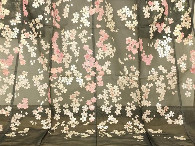 平和屋本店●夏物　お引きずり・お引き摺り・引き振袖　和装　結婚式　舞妓　芸妓　芸者　衣装　オーガンジー　舞桜文　AABK8372fw