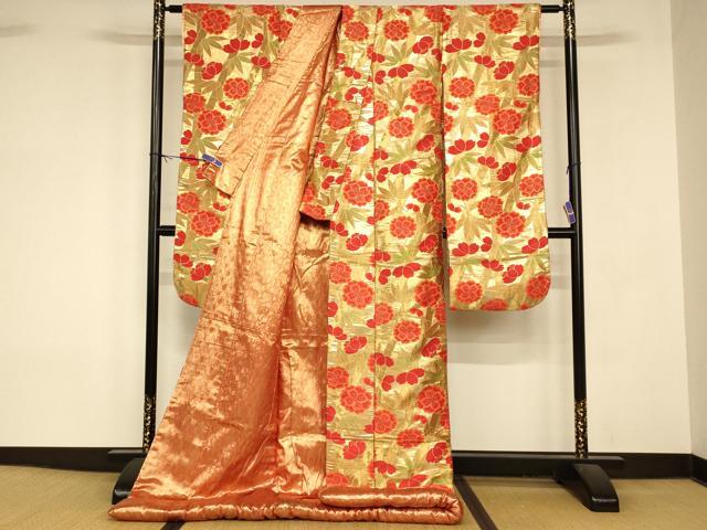 平和屋本店●色打掛　和装　婚礼　結婚式　花嫁　神社挙式　唐織　笹竹舞花文　金糸　逸品　AABK8374fw