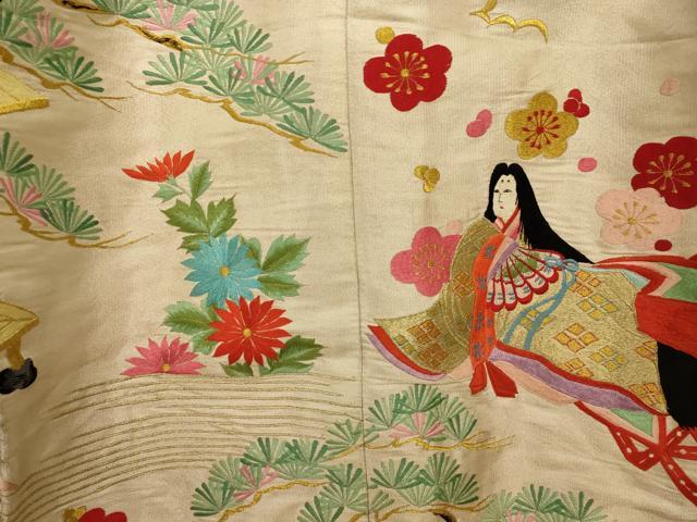 平和屋本店●色打掛　和装　婚礼　結婚式　花嫁　神社挙式　女人松竹梅風景文　金銀糸　逸品　AABK8375fw