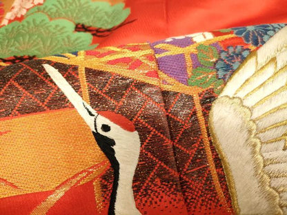 平和屋本店●色打掛　和装　婚礼　結婚式　花嫁　神社挙式　駒刺繍　唐織　飛鶴花車文　暈し染め　金銀糸　逸品　AABK8377fw