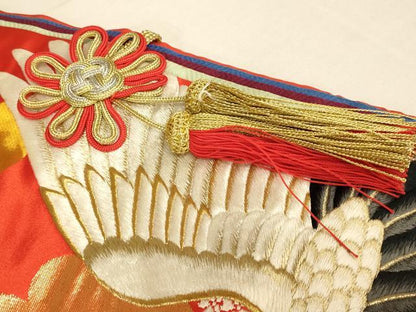 平和屋本店●色打掛　和装　婚礼　結婚式　花嫁　神社挙式　駒刺繍　唐織　飛鶴花車文　暈し染め　金銀糸　逸品　AABK8377fw