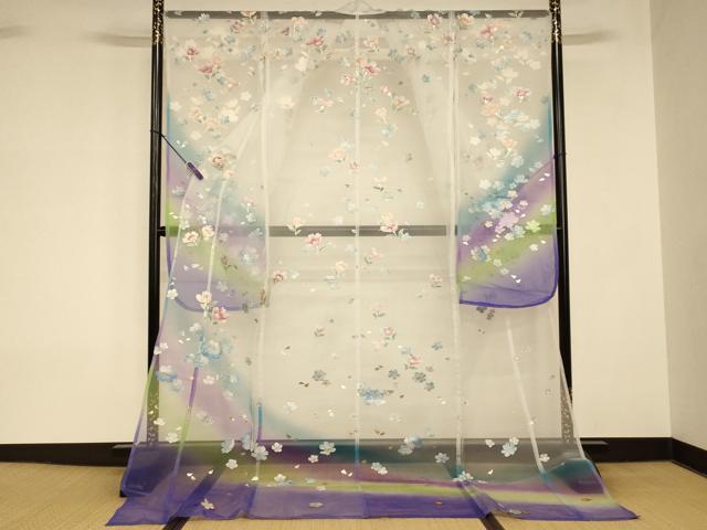平和屋本店●夏物 お引きずり・お引き摺り・引き振袖 和装 結婚式 舞妓 芸妓 芸者 衣装 オーガンジー 舞花文 金銀彩 金糸 AABK8378fw