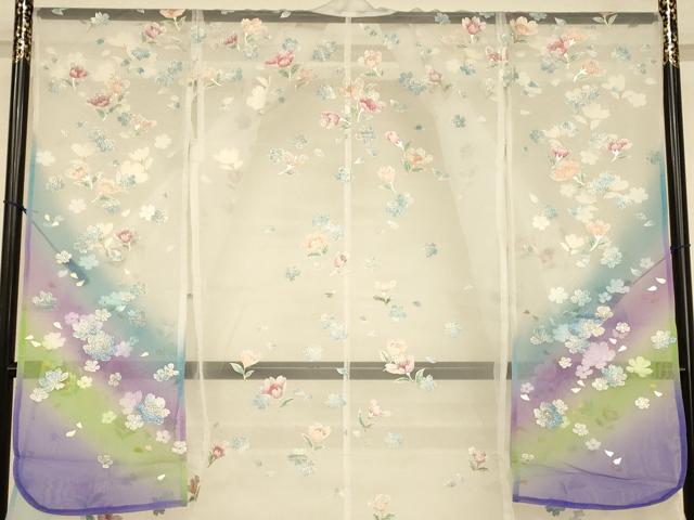 平和屋本店●夏物 お引きずり・お引き摺り・引き振袖 和装 結婚式 舞妓 芸妓 芸者 衣装 オーガンジー 舞花文 金銀彩 金糸 AABK8378fw