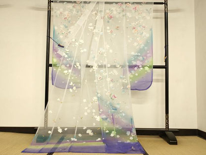 平和屋本店●夏物 お引きずり・お引き摺り・引き振袖 和装 結婚式 舞妓 芸妓 芸者 衣装 オーガンジー 舞花文 金銀彩 金糸 AABK8378fw