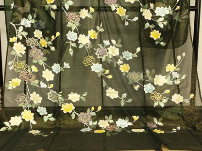平和屋本店●夏物 お引きずり・お引き摺り・引き振袖 和装 結婚式 舞妓 芸妓 芸者 衣装 刺繍 オーガンジー 更紗花文 金糸 銀彩 AABK8379fw