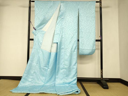 平和屋本店●お引きずり・お引き摺り・引き振袖　和装　結婚式　舞妓　芸妓　芸者　衣装　舞桜文　空色　AABK8383fw