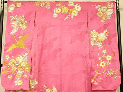 平和屋本店●お引きずり・お引き摺り・引き振袖　和装　結婚式　舞妓　芸妓　芸者　衣装　総刺繍　飛鶴枝梅文　金銀糸　逸品　AABK8384fw