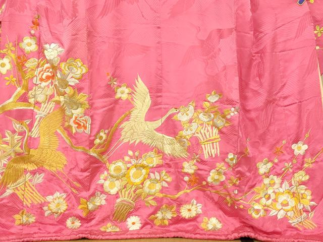 平和屋本店●お引きずり・お引き摺り・引き振袖　和装　結婚式　舞妓　芸妓　芸者　衣装　総刺繍　飛鶴枝梅文　金銀糸　逸品　AABK8384fw