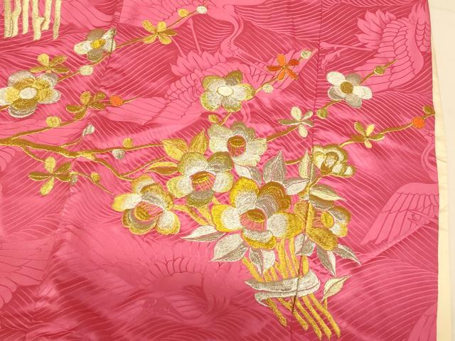 平和屋本店●お引きずり・お引き摺り・引き振袖　和装　結婚式　舞妓　芸妓　芸者　衣装　総刺繍　飛鶴枝梅文　金銀糸　逸品　AABK8384fw