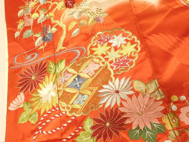 平和屋本店●お引きずり・お引き摺り・引き振袖 和装 結婚式 舞妓 芸妓 芸者 衣装 雪輪花車飛鶴文 暈し染め 金銀糸 逸品 AABK8385fw