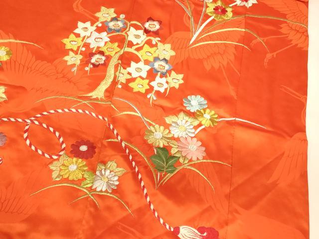 平和屋本店●お引きずり・お引き摺り・引き振袖 和装 結婚式 舞妓 芸妓 芸者 衣装 雪輪花車飛鶴文 暈し染め 金銀糸 逸品 AABK8385fw