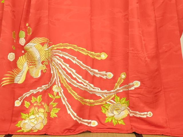 平和屋本店●お引きずり・お引き摺り・引き振袖　和装　結婚式　舞妓　芸妓　芸者　衣装　総刺繍　鳳凰牡丹文　金銀糸　逸品　AABK8389fw