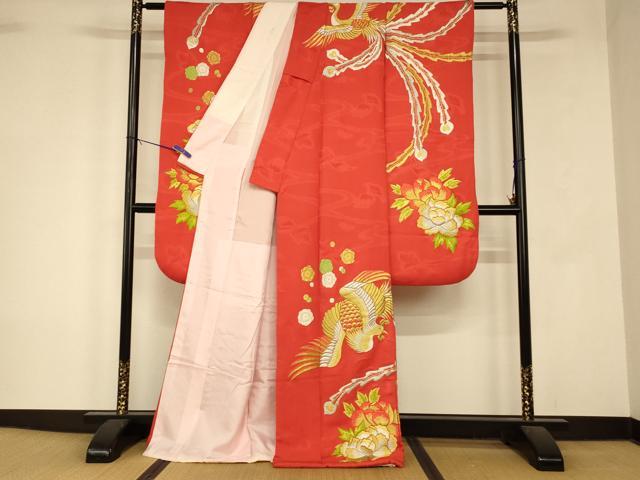 平和屋本店●お引きずり・お引き摺り・引き振袖　和装　結婚式　舞妓　芸妓　芸者　衣装　総刺繍　鳳凰牡丹文　金銀糸　逸品　AABK8389fw