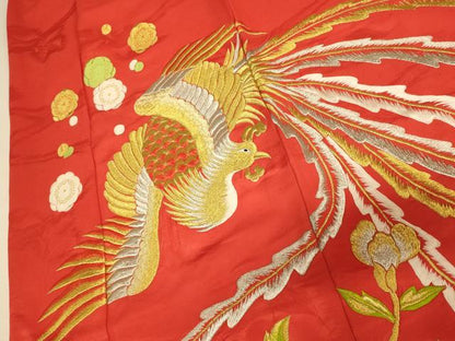 平和屋本店●お引きずり・お引き摺り・引き振袖　和装　結婚式　舞妓　芸妓　芸者　衣装　総刺繍　鳳凰牡丹文　金銀糸　逸品　AABK8389fw