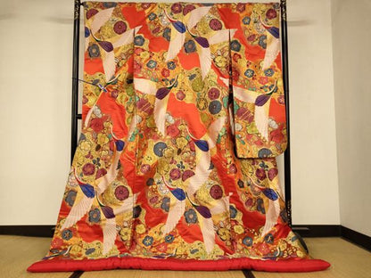 平和屋本店●色打掛　和装　婚礼　結婚式　花嫁　神社挙式　唐織　飛鶴辻が花文　金銀糸　逸品　AABK8390fw