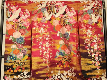 平和屋本店●色打掛　和装　婚礼　結婚式　花嫁　神社挙式　唐織　枝垂れ桜飛鶴御所車文　暈し染め　金銀糸　逸品　AABK8391fw