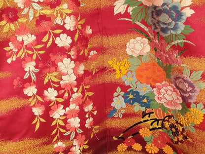 平和屋本店●色打掛　和装　婚礼　結婚式　花嫁　神社挙式　唐織　枝垂れ桜飛鶴御所車文　暈し染め　金銀糸　逸品　AABK8391fw