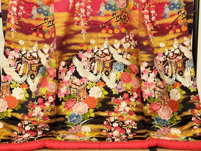 平和屋本店●色打掛　和装　婚礼　結婚式　花嫁　神社挙式　唐織　枝垂れ桜飛鶴御所車文　暈し染め　金銀糸　逸品　AABK8391fw