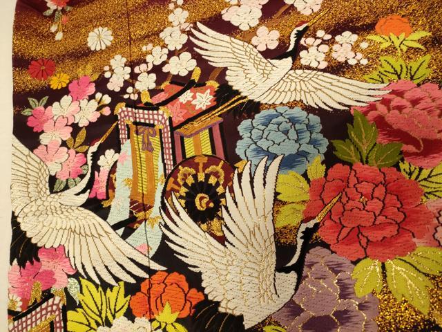 平和屋本店●色打掛　和装　婚礼　結婚式　花嫁　神社挙式　唐織　枝垂れ桜飛鶴御所車文　暈し染め　金銀糸　逸品　AABK8391fw
