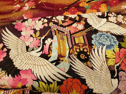 平和屋本店●色打掛　和装　婚礼　結婚式　花嫁　神社挙式　唐織　枝垂れ桜飛鶴御所車文　暈し染め　金銀糸　逸品　AABK8391fw