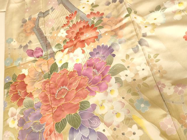 平和屋本店●色打掛　和装　婚礼　結婚式　花嫁　神社挙式　駒刺繍　茶器草花文　ラインストーン　暈し染め　金銀彩　逸品　AABK8392fw