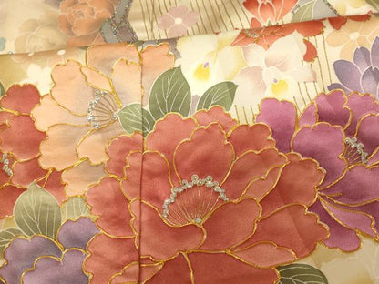 平和屋本店●色打掛　和装　婚礼　結婚式　花嫁　神社挙式　駒刺繍　茶器草花文　ラインストーン　暈し染め　金銀彩　逸品　AABK8392fw