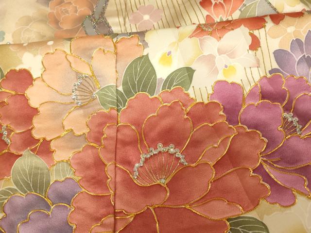 平和屋本店●色打掛　和装　婚礼　結婚式　花嫁　神社挙式　駒刺繍　茶器草花文　ラインストーン　暈し染め　金銀彩　逸品　AABK8392fw