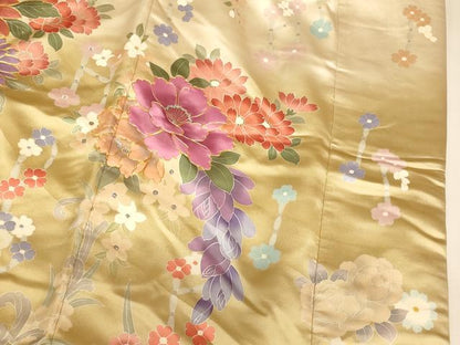 平和屋本店●色打掛　和装　婚礼　結婚式　花嫁　神社挙式　駒刺繍　茶器草花文　ラインストーン　暈し染め　金銀彩　逸品　AABK8392fw