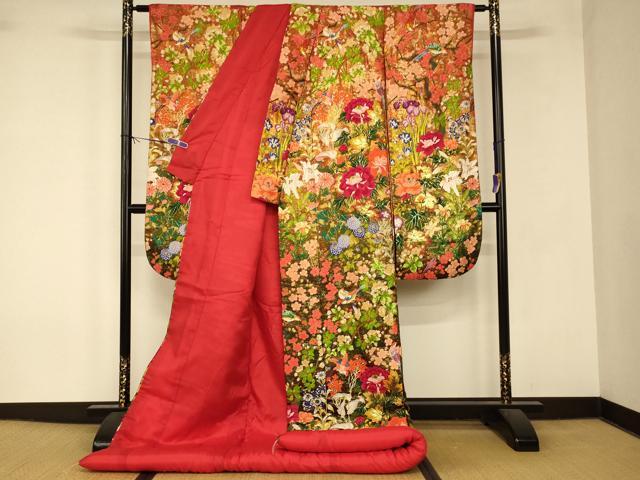 平和屋本店●色打掛　和装　婚礼　結婚式　花嫁　神社挙式　唐織　枝梅花鳥文　金糸　逸品　AABK8393fw