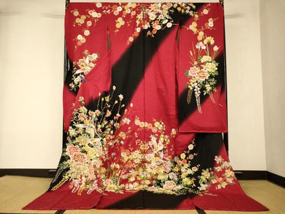 平和屋本店●お引きずり・お引き摺り・引き振袖 仮絵羽 和装 結婚式 舞妓 芸妓 芸者 衣装 総刺繍 暈し染め 金銀糸 逸品 AABK8395fw