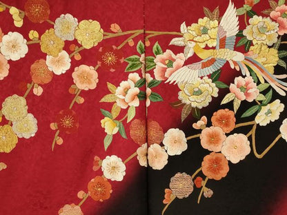 平和屋本店●お引きずり・お引き摺り・引き振袖 仮絵羽 和装 結婚式 舞妓 芸妓 芸者 衣装 総刺繍 暈し染め 金銀糸 逸品 AABK8395fw