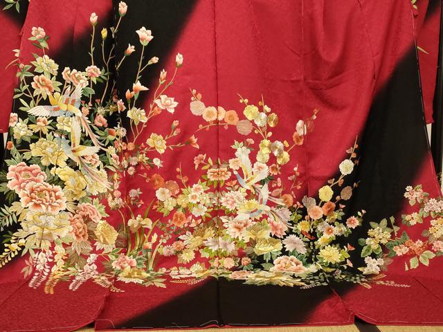 平和屋本店●お引きずり・お引き摺り・引き振袖 仮絵羽 和装 結婚式 舞妓 芸妓 芸者 衣装 総刺繍 暈し染め 金銀糸 逸品 AABK8395fw