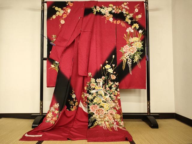 平和屋本店●お引きずり・お引き摺り・引き振袖 仮絵羽 和装 結婚式 舞妓 芸妓 芸者 衣装 総刺繍 暈し染め 金銀糸 逸品 AABK8395fw