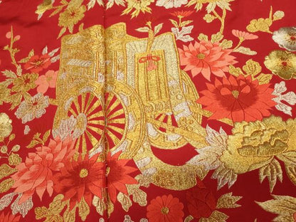 平和屋本店●お引きずり・お引き摺り・引き振袖 仮絵羽 和装 結婚式 舞妓 芸妓 芸者 衣装 総刺繍 御所車枝花文 金銀糸 逸品 AABK8396fw