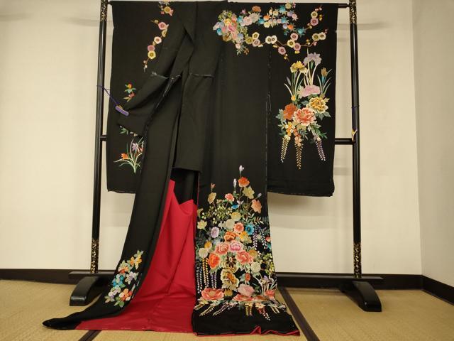 平和屋本店●中国三大刺繍 相良刺繍 お引きずり・お引き摺り・引き振袖 仮絵羽 和装 結婚式 舞妓 芸妓 芸者 衣装 金糸 逸品 AABK8397fw