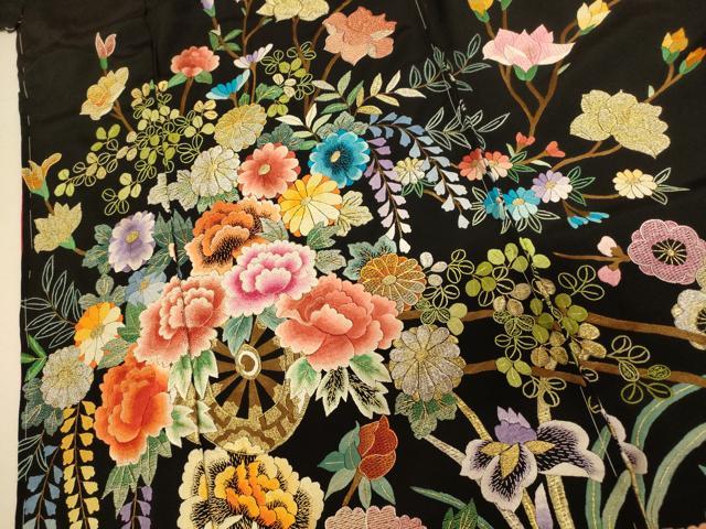 平和屋本店●中国三大刺繍 相良刺繍 お引きずり・お引き摺り・引き振袖 仮絵羽 和装 結婚式 舞妓 芸妓 芸者 衣装 金糸 逸品 AABK8397fw
